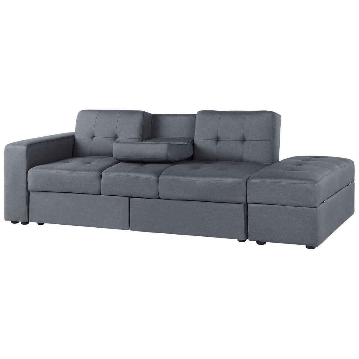 3-SITZER-SCHLAFSOFA dunkelgrau mit Stauraum Ottomane Falster - Grau, Textil (210/71/94cm) - Beliani