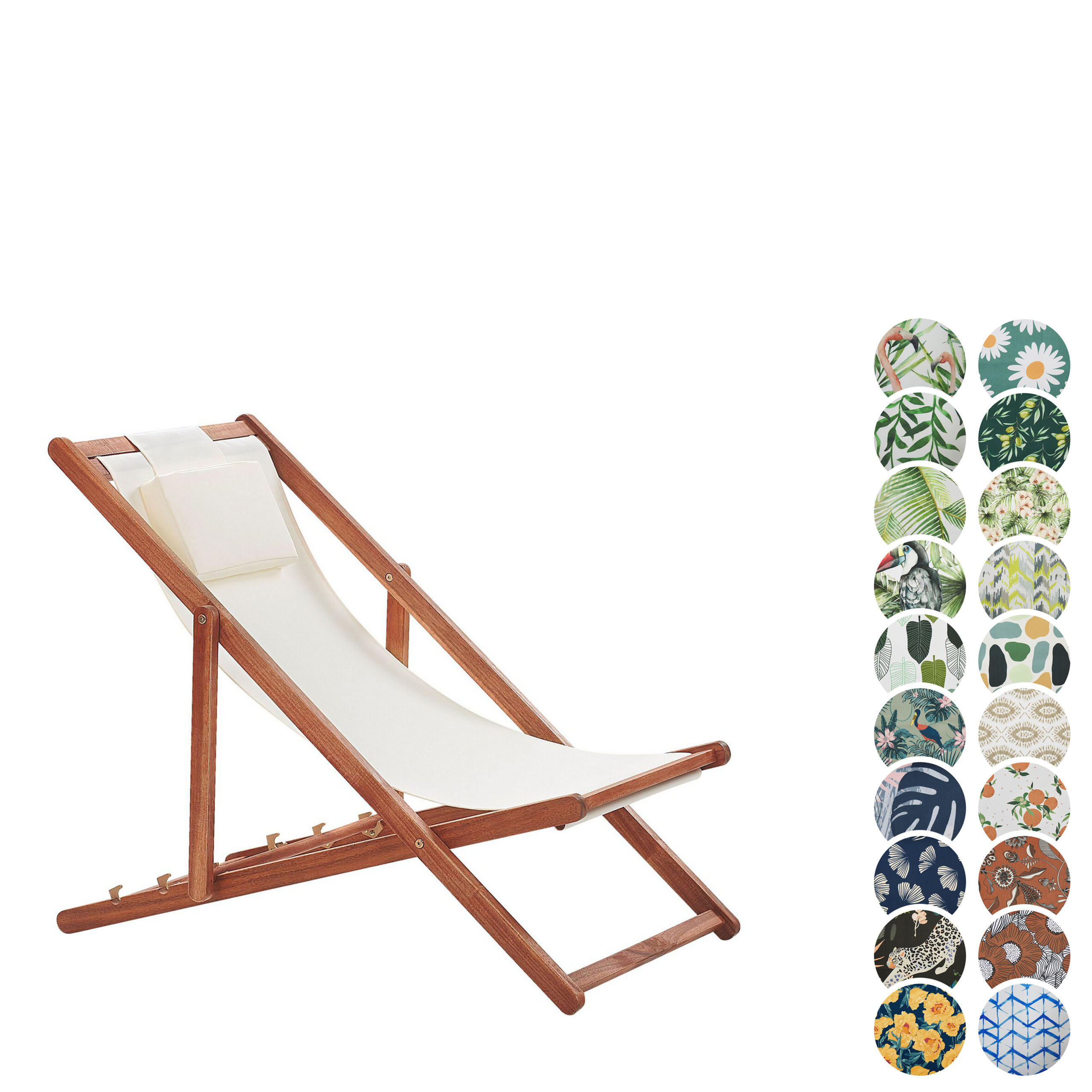 GARTENLIEGE mit 2 Ersatzstoffbezügen dunkelbraun/weiß Avellino - Dunkelbraun/Weiß, Textil (54/70/97cm) - Beliani