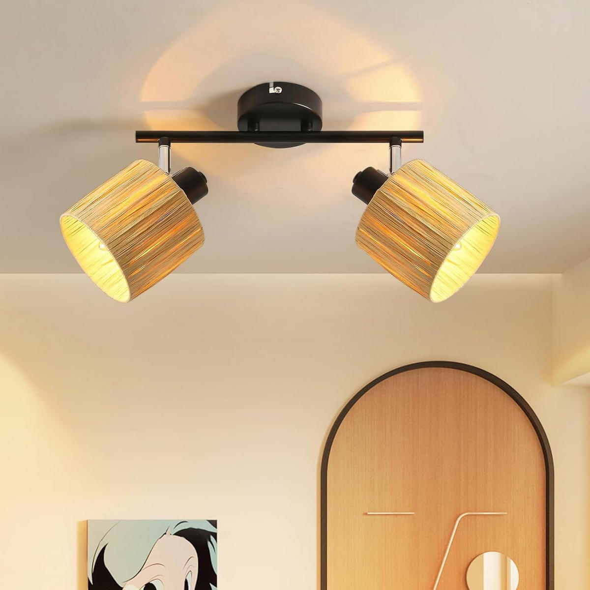 DECKENSTRAHLER Glostra 17.5/16.5/34.5 cm - Schwarz, Metall (34.5/17.5/16.5cm) - ZMH