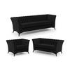 SITZGARNITUR 3+2+1 Chesterfield Whitby Schwarz Samt mit schwarzen Füßen - Schwarz, Holz/Textil (237/78/82cm) - S-Style Möbel