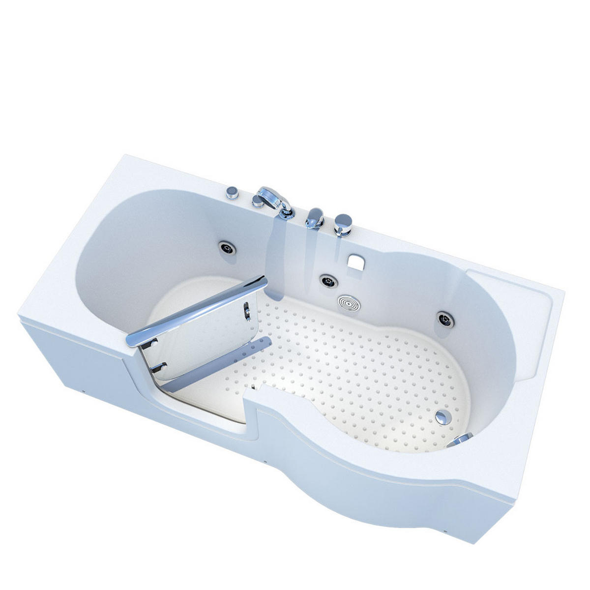 SENIORENWANNE mit Tür S12-EH-WP-L - Weiß, Glas/Kunststoff (85/60/170cm) - AcquaVapore by Sandra Jentho