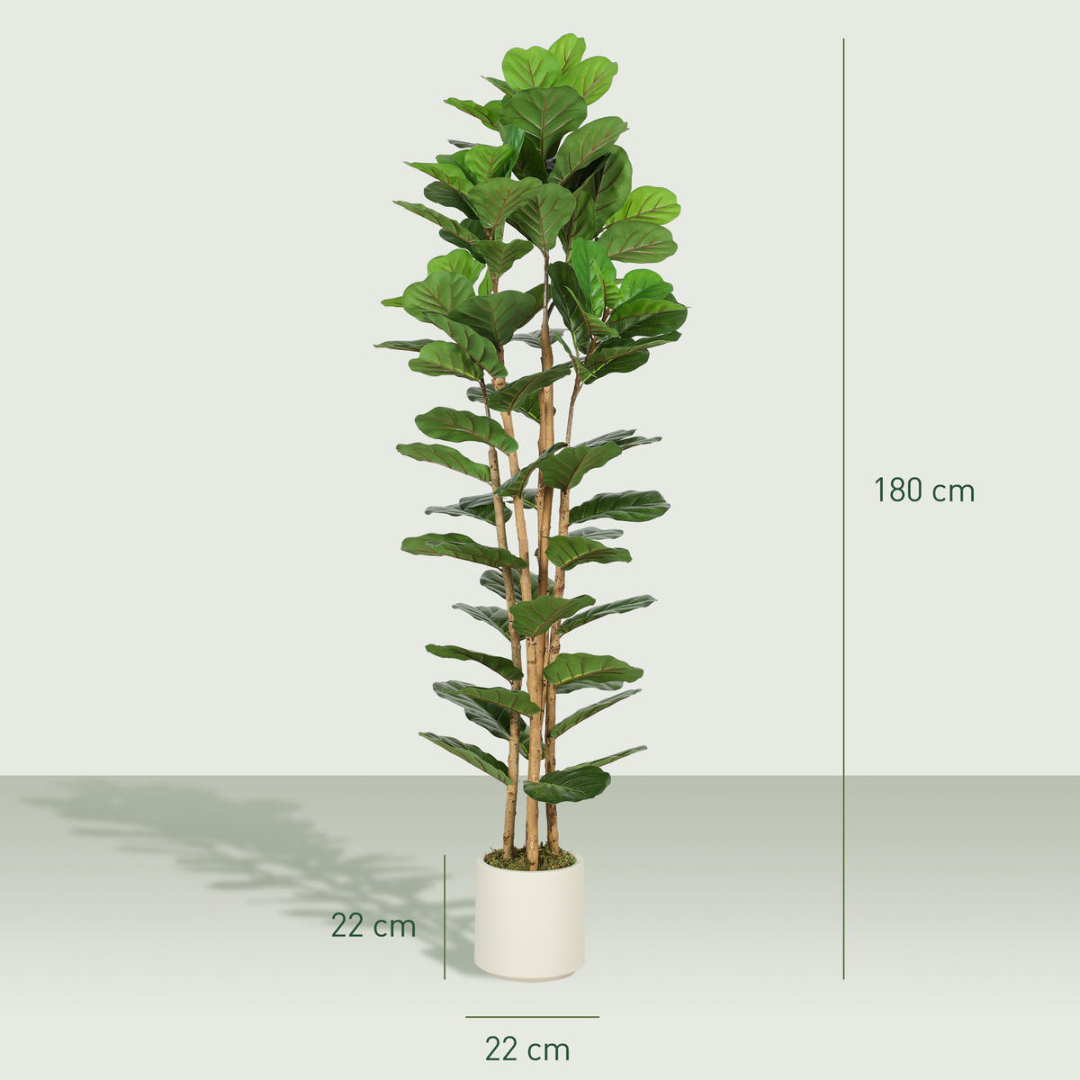 KUNSTPFLANZE Kunststoff Grün - Weiß/Grün, Holz/Kunststoff (180cm) - HOMCOM
