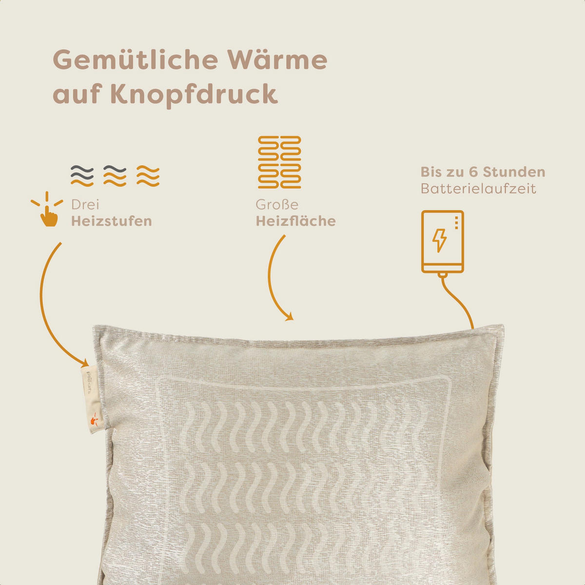 HEIZKISSEN Boho 45x60cm Dark Vanilla - Dunkelgelb, Textil (45/60cm) - Pleafs