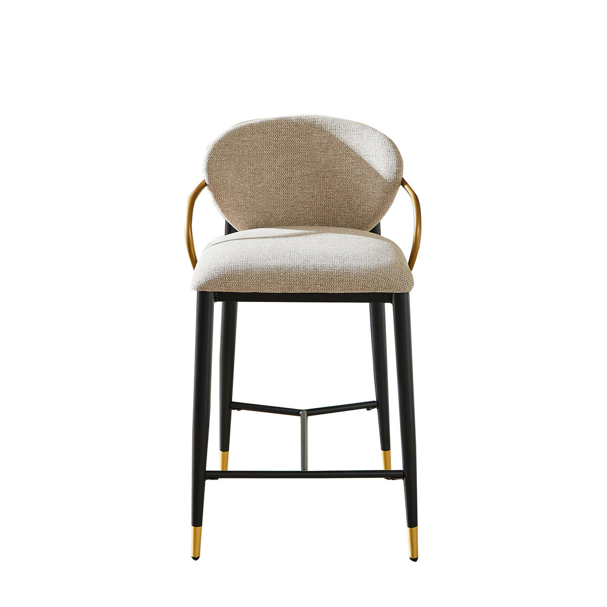 BARHOCKER 2er-Set höhenverstellbar aus Chenille, Hellbraun - Schwarz, Textil (52/97/57cm)