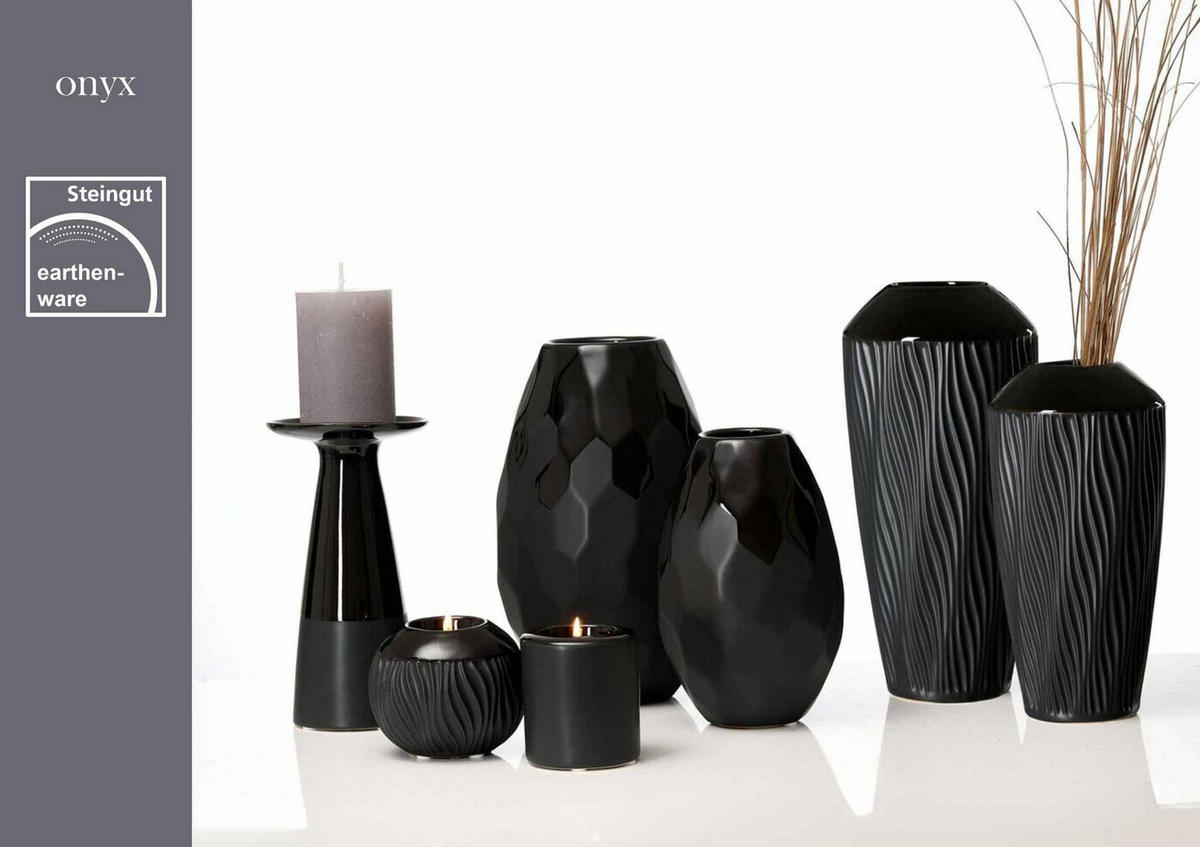 TEELICHTHALTER Onyx schwarz ø 8 cm 6er Set - Schwarz, Keramik (9cm) - Ritzenhoff Breker