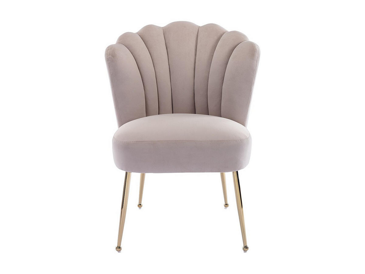 STUHL - 64 cmcm x 65 cmcm - Samt, Stoff - Beige - RUTY - Beige, Textil (64/87/65cm) - Vente-Unique