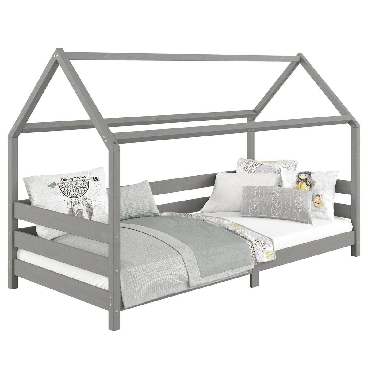 HAUSBETT FINA 90X200 CM - Grau, Holz (96/134/206cm) - IDIMEX
