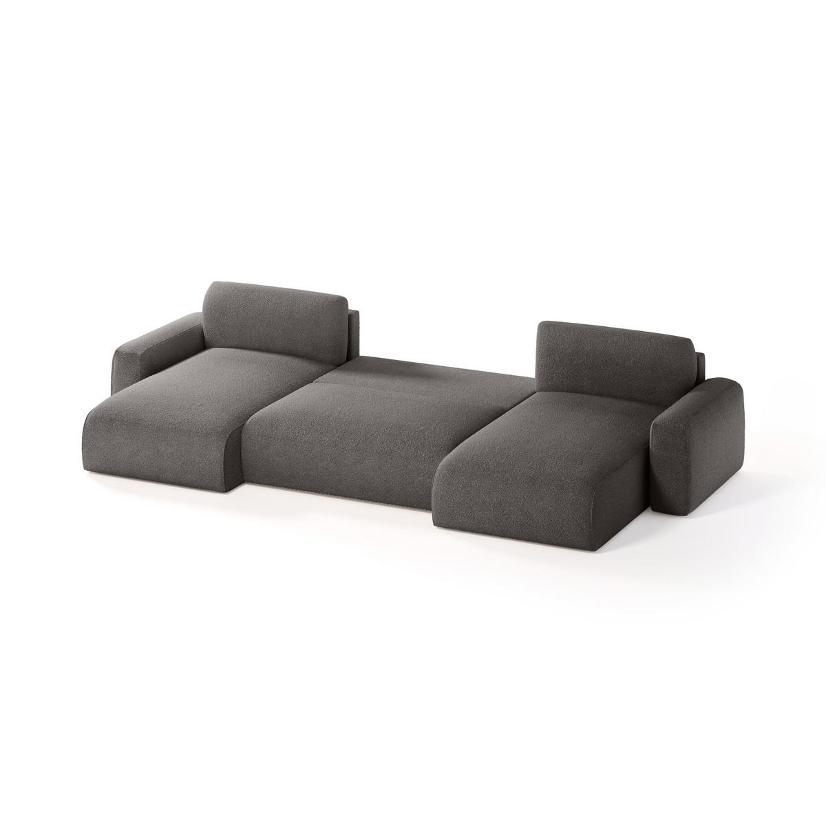 WOHNLANDSCHAFT aus Bouclé-Stoff Witsum U 8 Sitzer, Grau - Grau, Textil (185/70/398cm) - Meblito