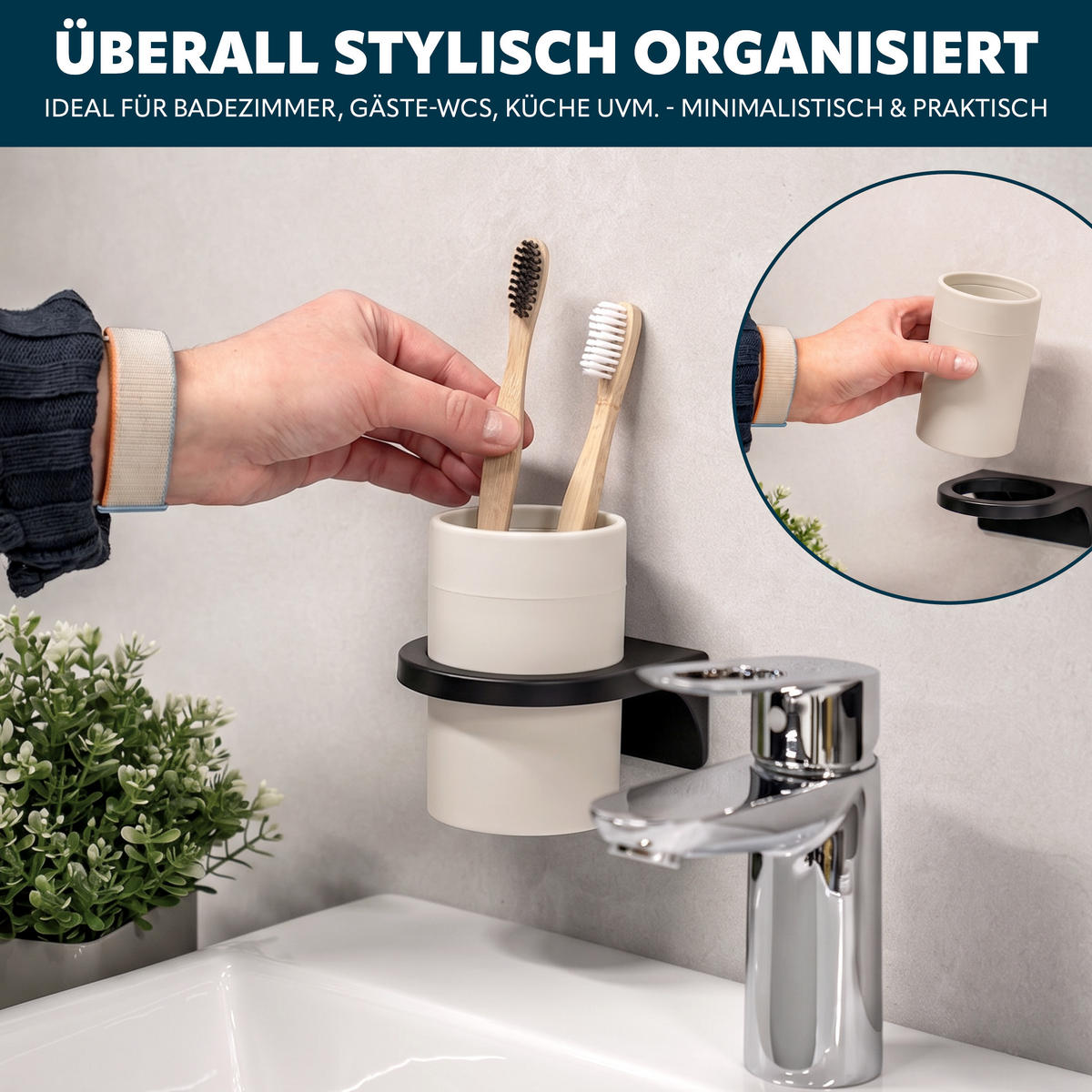 ZAHNPUTZBECHER SAVONA Softtouch, beige, rund - Beige, Kunststoff (9/11/9.5cm) - bremermann