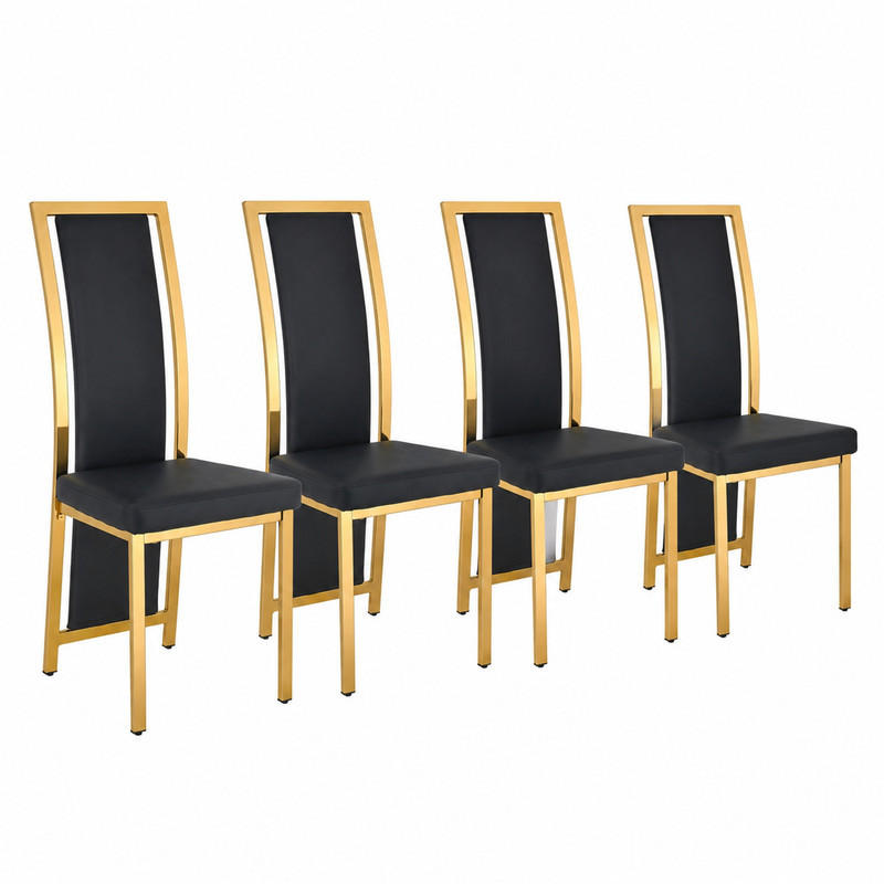 ESSZIMMERSTUHL mit hoher Rückenlehne 109 cm Schwarz/Gold 4er-Set - Schwarz, Metall (42.7/109/44.2cm) - Meubliv