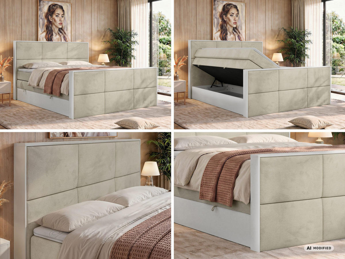 POSTEL BOXSPRING DELVIT KING DUO 200/200 - Béžová Samet - Topper Visco - H3 - černá/béžová, textil/plast (200/200cm) - MKS