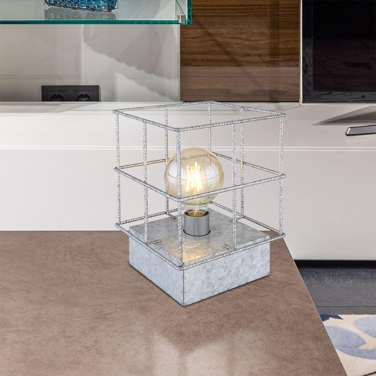 TISCHLEUCHTE MERRIL Silber Metall - Silberfarben, Metall (20/20/25cm) - Globo Lighting