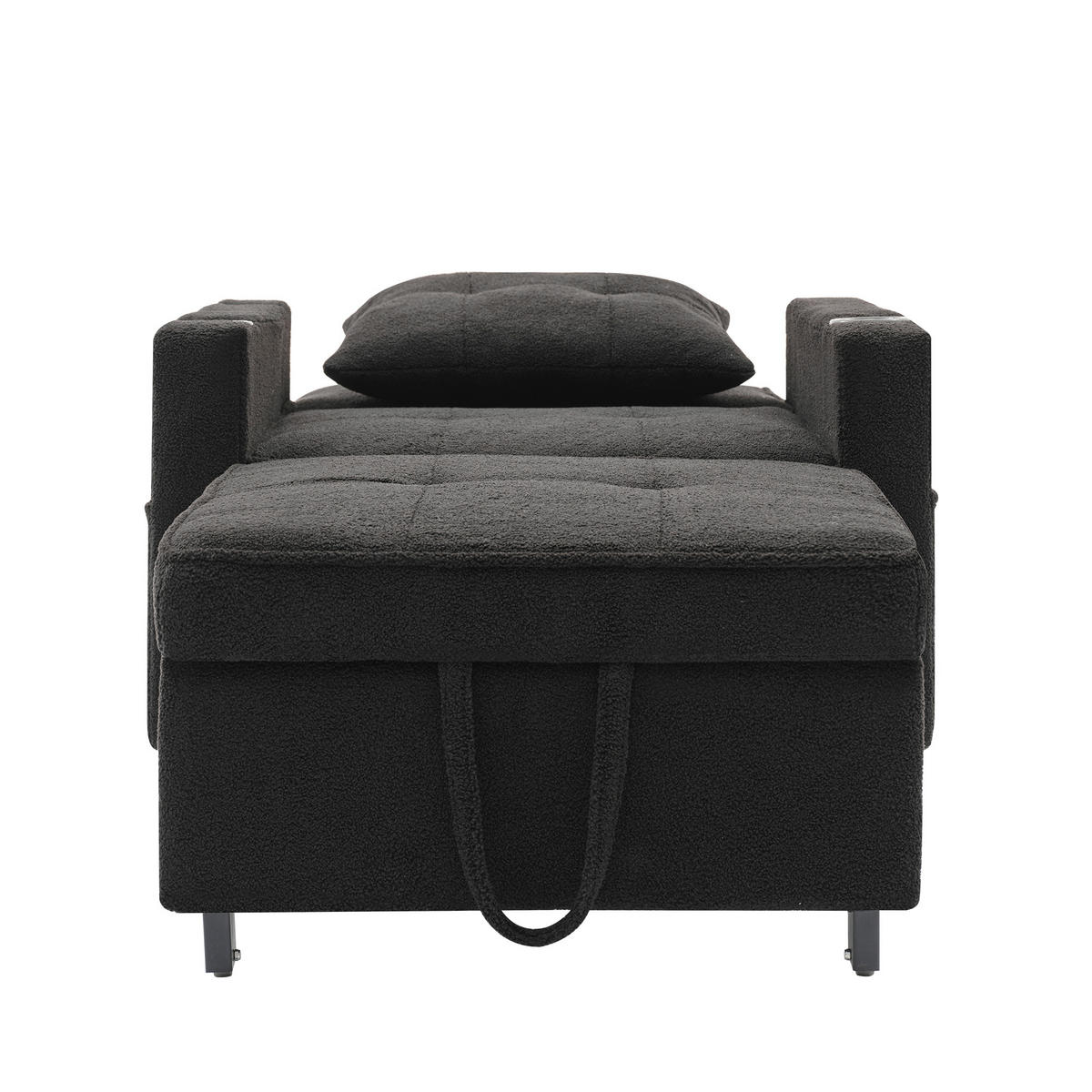 RELAXSESSEL 87/74/84 cm Schwarz mit Getränkehaltern und USB Anschluss - Schwarz, Textil (74/84/87cm) - Oxeza