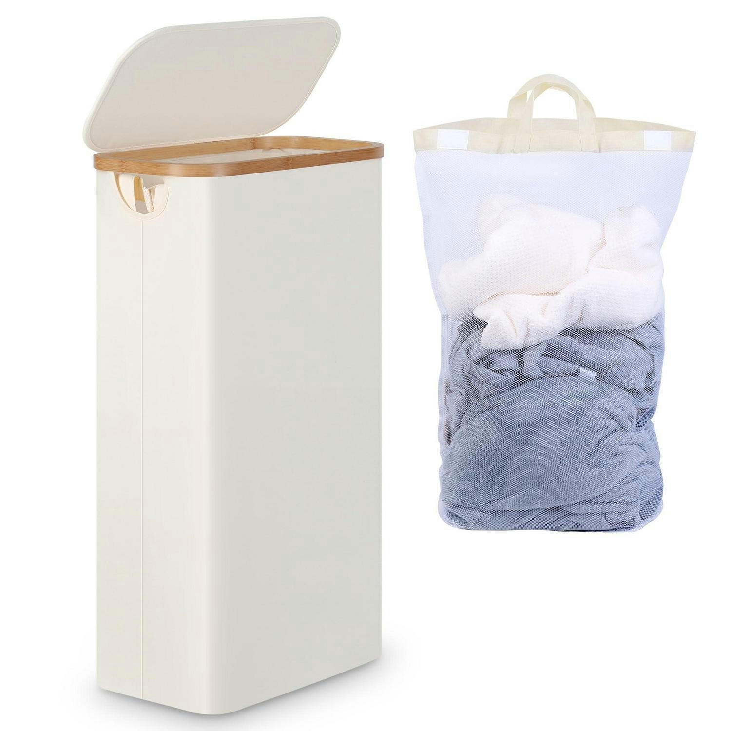 WÄSCHEKORB schmal 63L mit Deckel und herausnehmbarem Beutel Beige - Beige, Naturmaterialien (22/70/40cm)