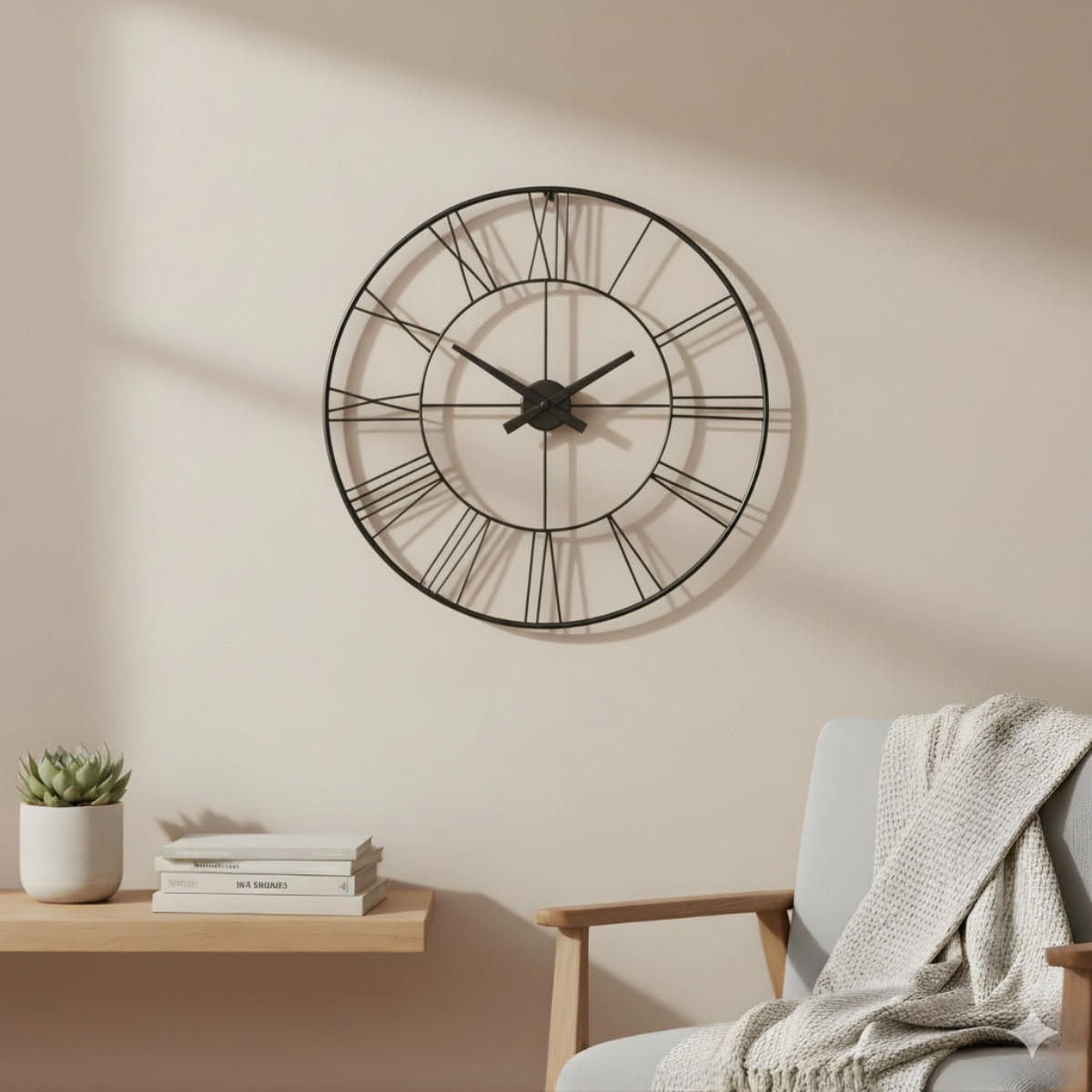 WANDUHR Aratio Ø 70 cm - Schwarz, Metall (70/70/3cm) - EDAXO