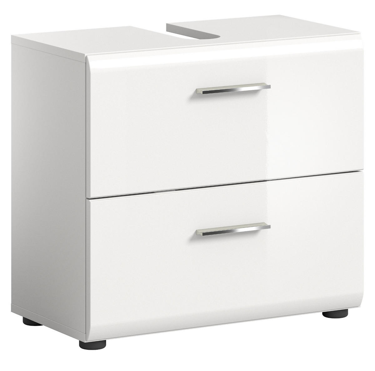 WASCHBECKENUNTERSCHRANK weiß Hochglanz, Badezimmer Unterschrank 60 cm - Weiß Hochglanz/Schwarz, Holzwerkstoff/Kunststoff (60/54/30cm) - Inn.Furn