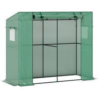 MINI-GEWÄCHSHAUS, Netzfenster, UV-beständig, Rolltür, Anlehn, Setzlinge, Grün - Multicolor, Kunststoff (200/170/76cm) - FORIOUS