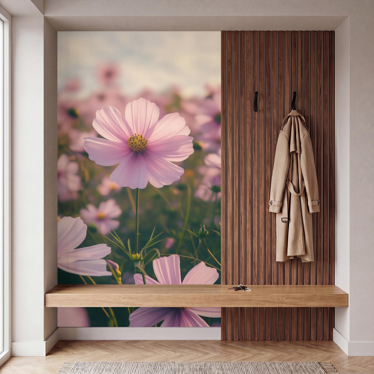 TAPETE - Blumen - Lila - Unscharf - 120x200 cm - Rosa, Papier (120/200cm) - OnlyWow