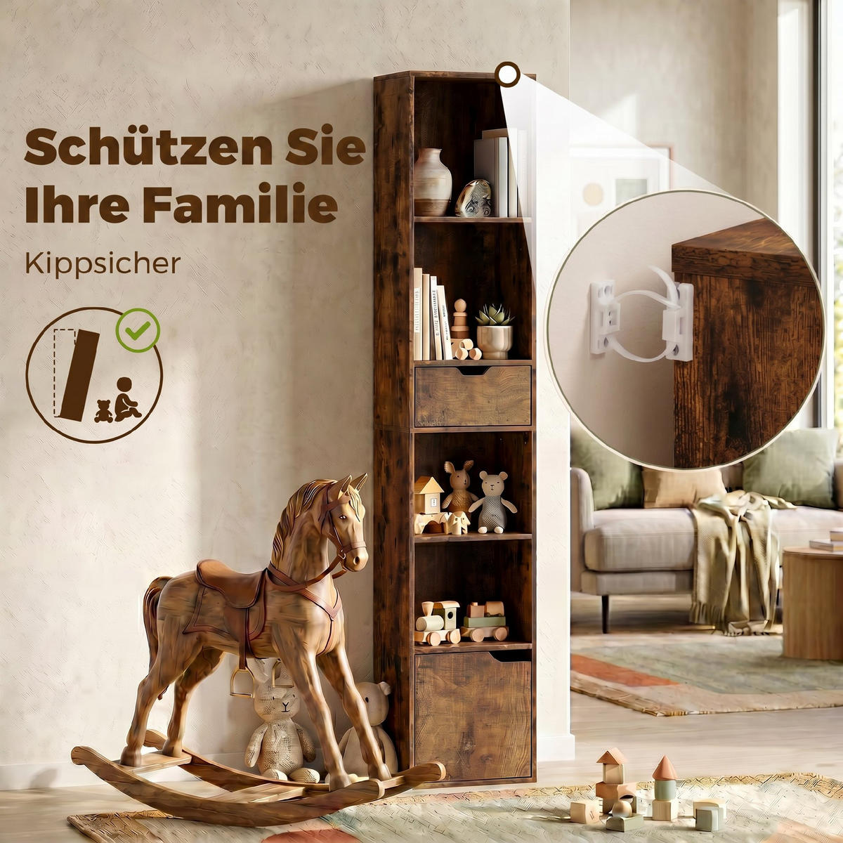 BÜCHERREGAL Spanplatte Braun - Braun, Holzwerkstoff (24/158/30cm) - HOMCOM
