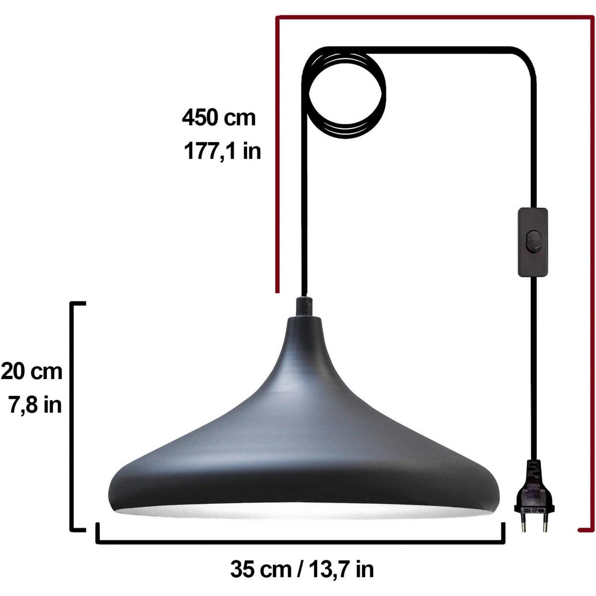 PENDELLECUHTE Plugra - Schwarz, Metall (35/35/20cm) - Bamyum
