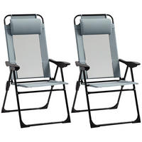 KLAPPSTÜHLE DE-06934 2er-Set, wetterfest mit 5-fach verstellbarer Rückenlehne Grau - Grau, Textil/Metall (70/109/62cm) - ComfortXL