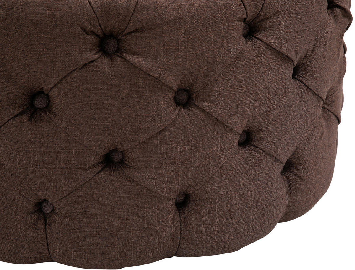 SITZWÜRFEL rund Stoff braun - Eukalyptusholzfarben/Braun, Holz/Textil (72/40/72cm) - CLP