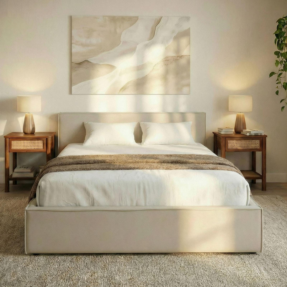 POLSTERBETT PESARO 160x200 cm beige - Beige, Textil (160/200cm) - IDIMEX