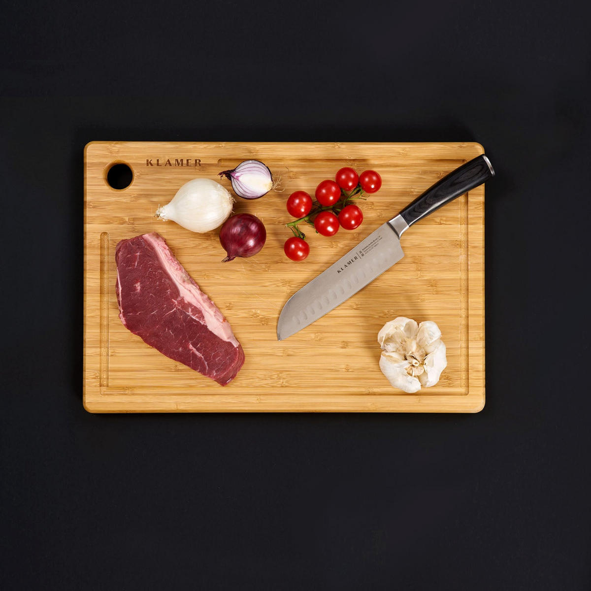 MESSER Premium Santoku Damastmesser 18 cm Pakkaholz - Schwarz, Metall (30cm) - KLAMER
