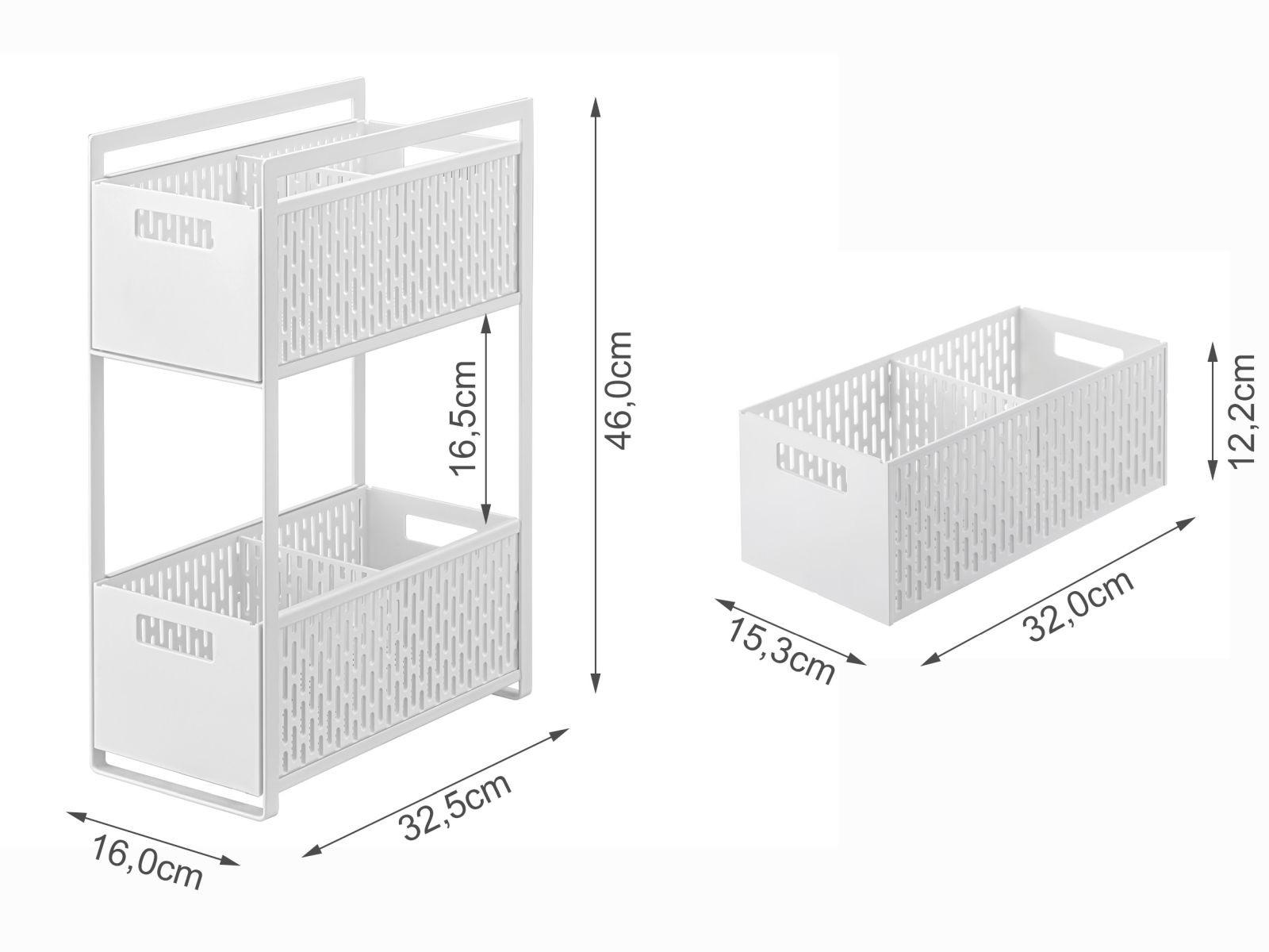 SCHRANK-AUFBEWAHRUNGSKORB Set Tower weiß 32/46/16 cm - Weiß, Kunststoff (32/46/16cm) - Yamazaki