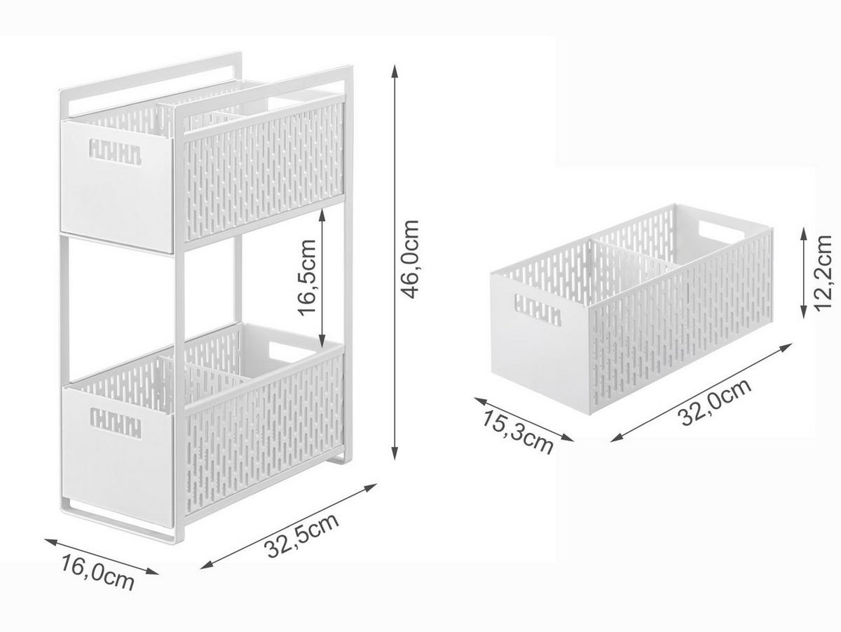 SCHRANK-AUFBEWAHRUNGSKORB Set Tower weiß 32/46/16 cm - Weiß, Kunststoff (32/46/16cm) - Yamazaki