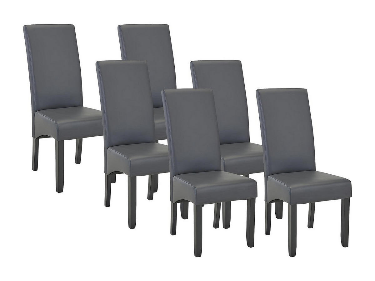 STUHL 6er-Set - Kunstleder - Grau - ROVIGO - Grau, Leder (47/107/63cm) - Vente-Unique