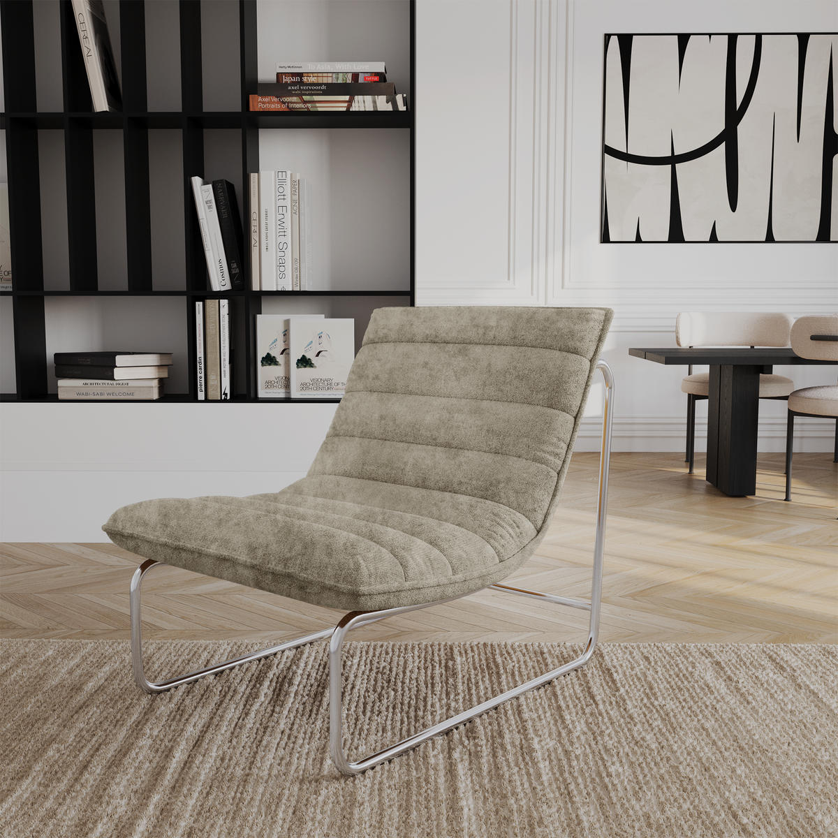 SESSEL Texturierter Samt Taupe 67.5cm - Taupe, Textil (67.5/78.5/85cm) - Sia Home