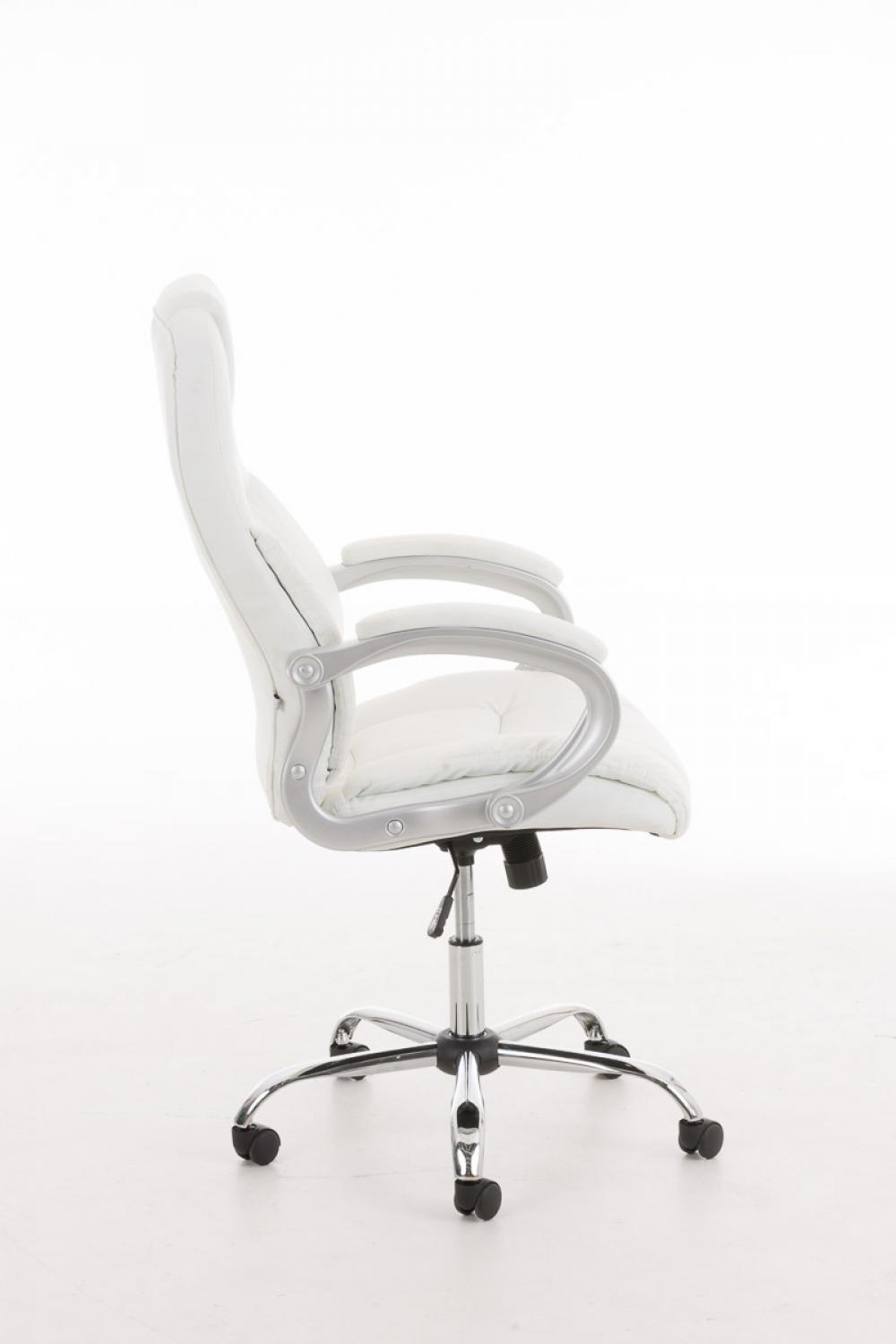 CHEFSESSEL Lederlook weiß - Chromfarben/Weiß, Textil/Metall (66/113/70cm) - CLP