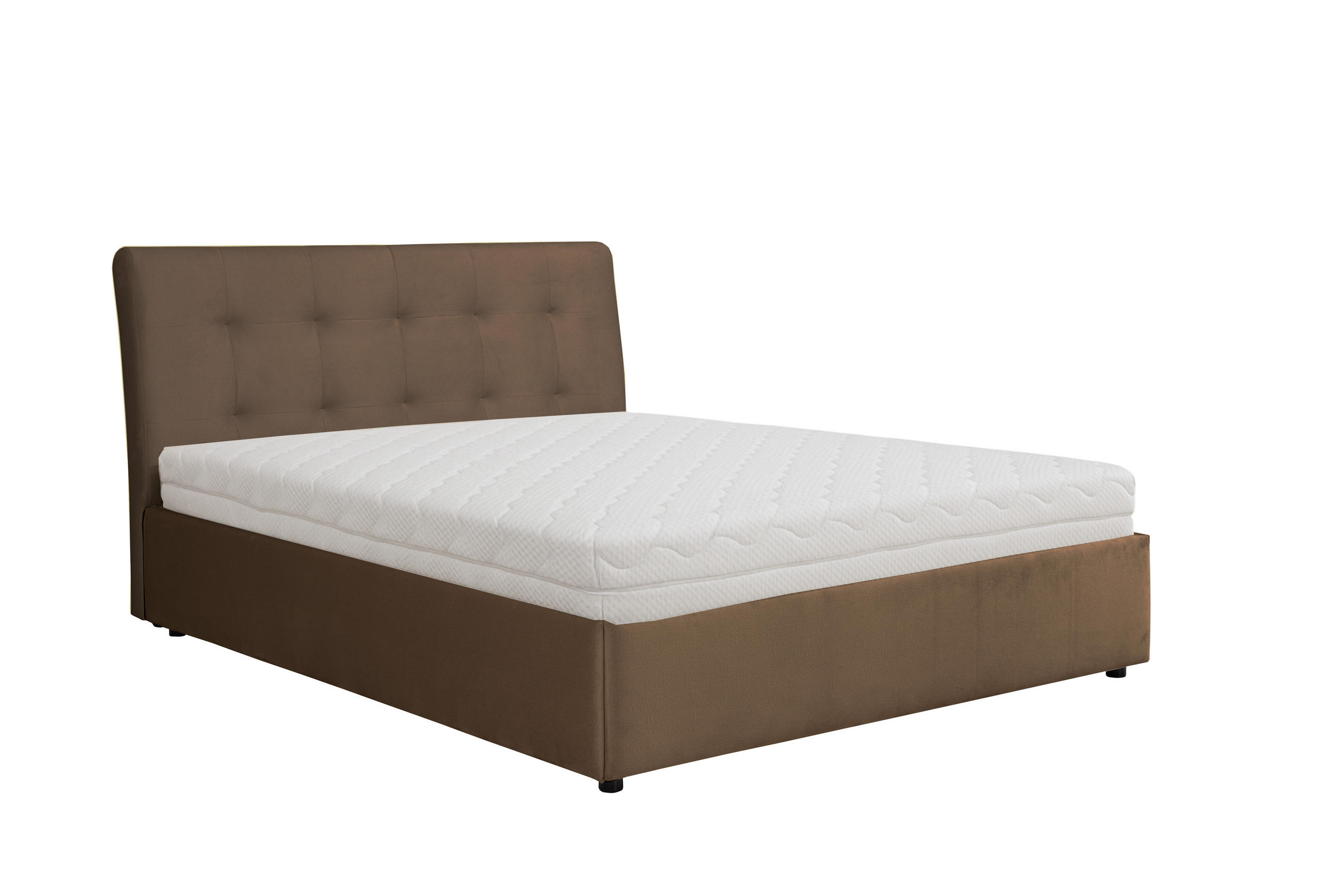 POLSTERBETT mit Bettkasten und Matratze SOLIS, Braun, 180x200 cm - Braun, Textil (180/200cm) - KS Home Concept