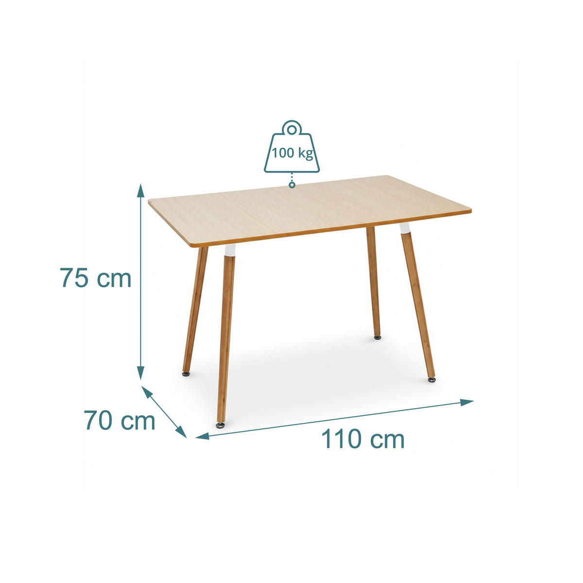 JÍDELNÍSTŮL - světle hnědá, kov/dřevo (70/110/75cm) - Relaxdays