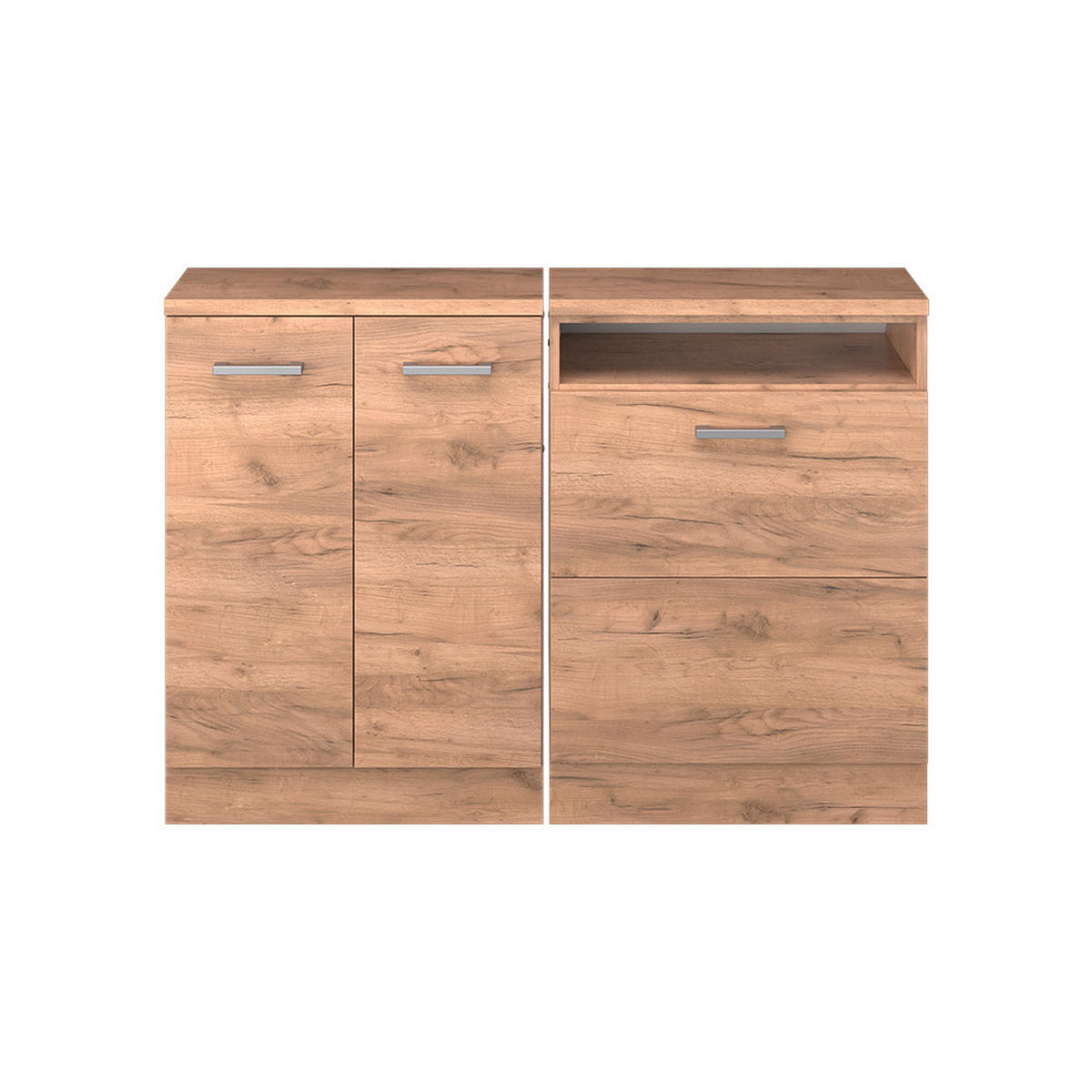 KUHINJSKI ORMAR ZA KOSINE KROVA R-Line Hrast zlatnog tona 120 cm Set od 2 korpusa ormara, dubina 60 cm - hrast medunac, drvni materijal (120/83.8/60cm) - Vicco