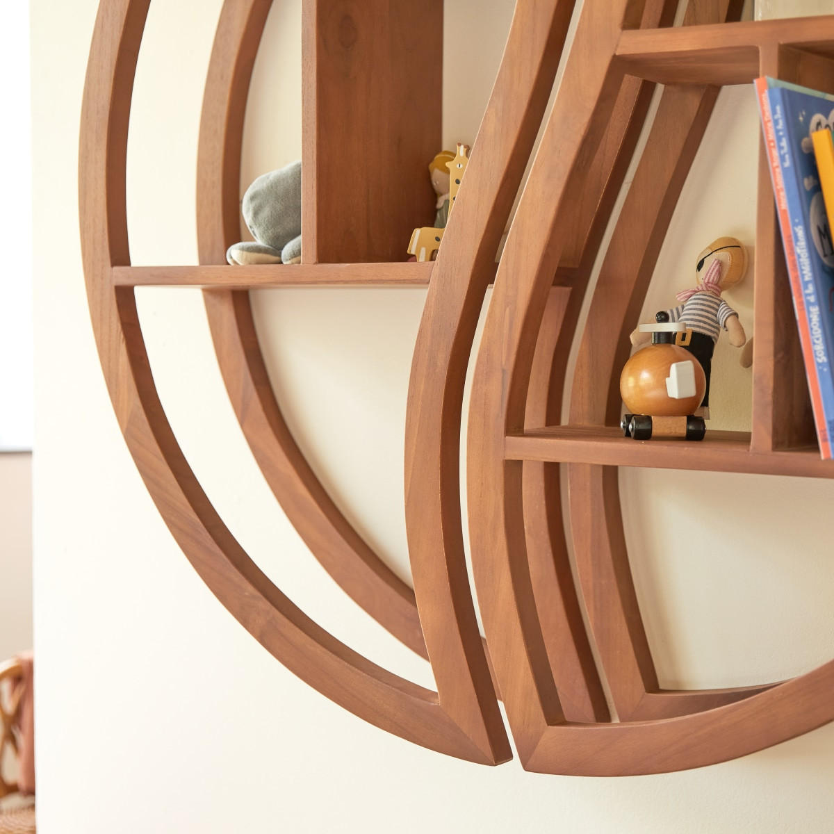 KINDER-REGAL Ying Yang Natur aus Teak - Naturfarben, Holz (100/100/20cm) - Tikamoon