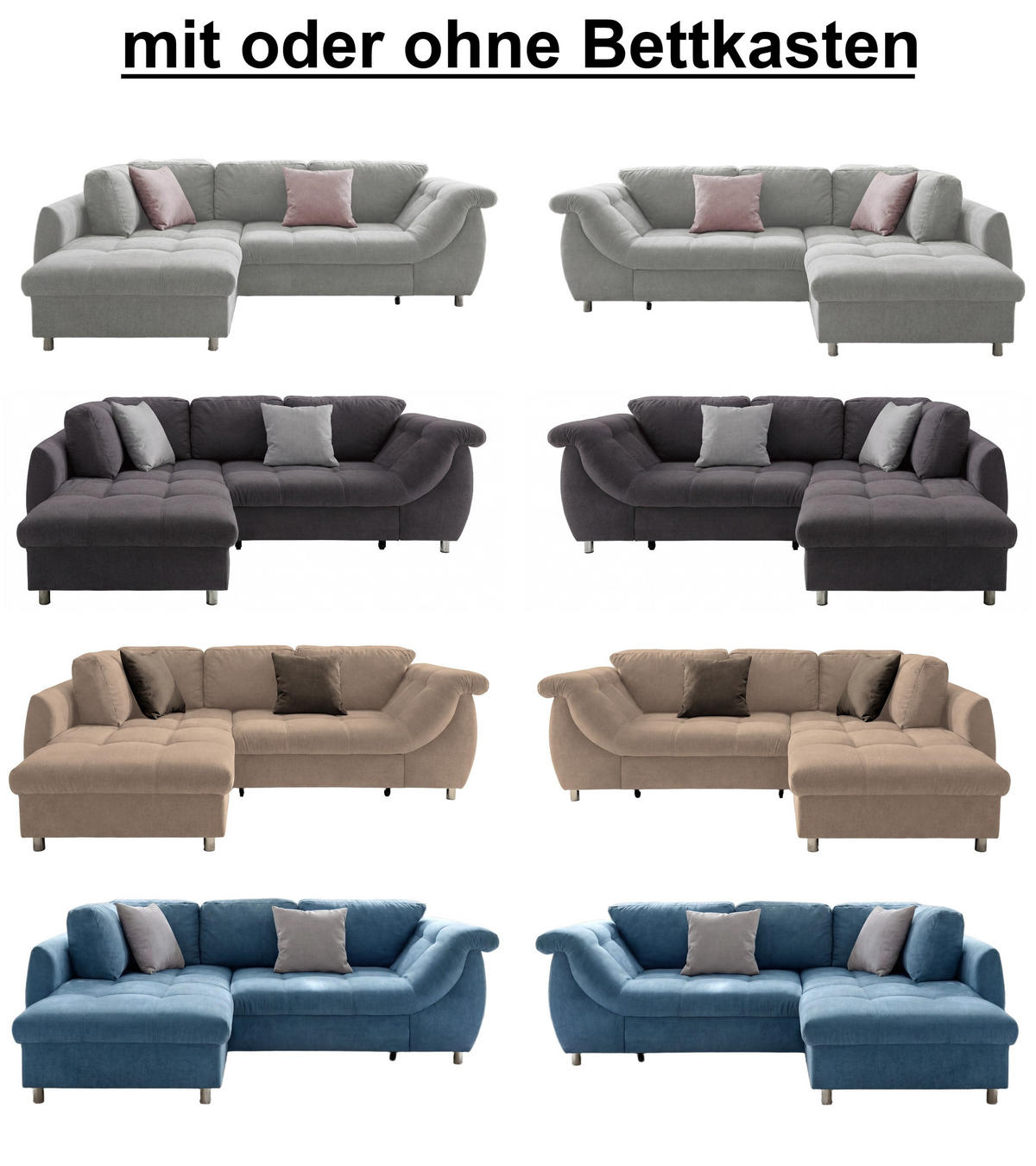 ECKSOFA mit Schlaffunktion, Wellenunterfederung, Ottomane links B250/T190/H84 cm, Liegefl. 179x190 cm, Mikrofaser Anthrazit / 17008 - Chromfarben/Anthrazit, Textil/Metall (250/190cm) - luma-home