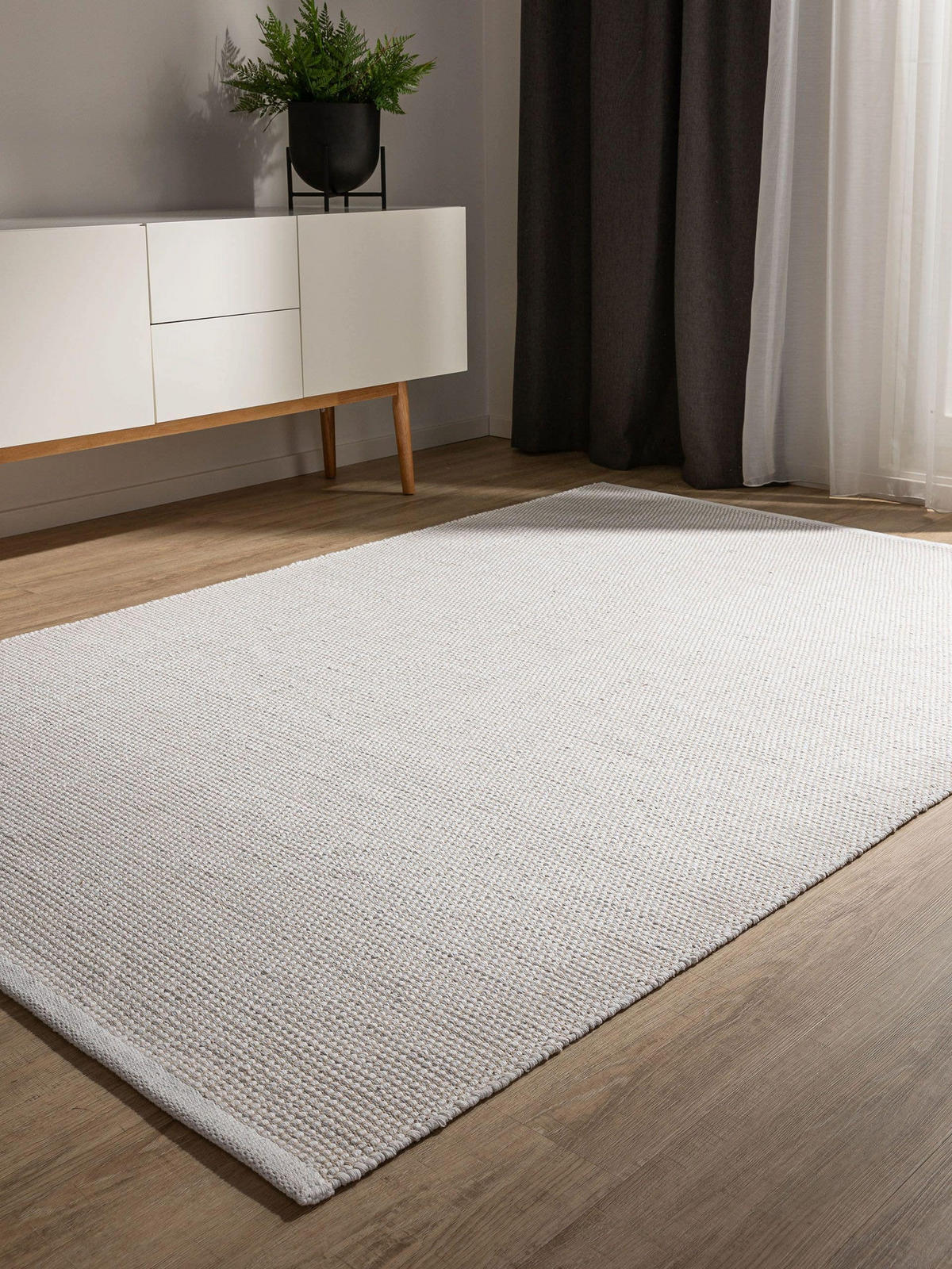 BAUMWOLLTEPPICH Ron handgewebt 60x120 cm - Weiß, Naturmaterialien/Textil (60/120cm) - benuta
