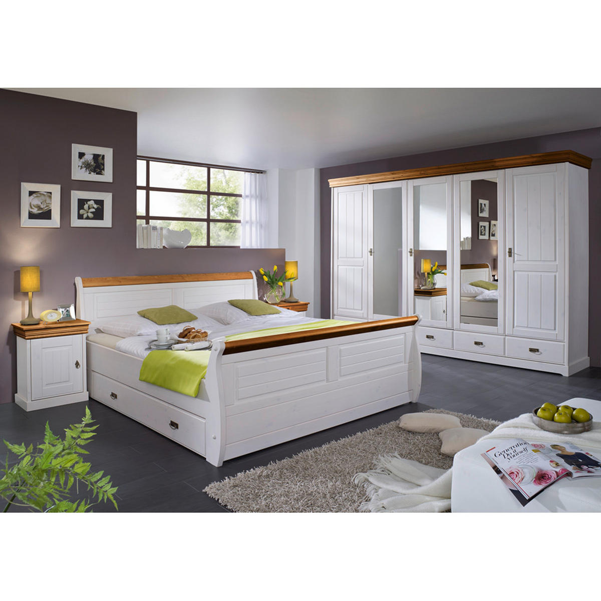 KLEIDERSCHRANK Savona-69 - Weiß, Holz (315/217/62cm) - Lomado