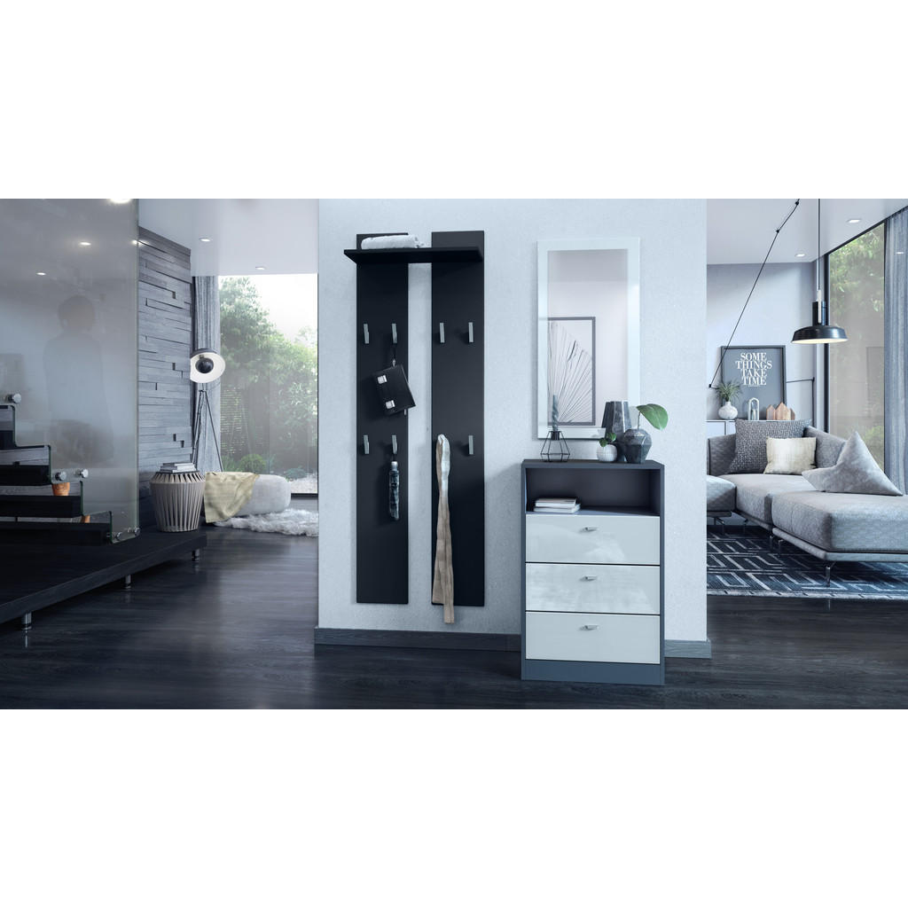 Thumbnail - Vladon Garderobenpaneel, Schwarz, Holzwerkstoff, 57x170x20 cm, Garderobe, Garderobenpaneele, Garderobenpaneele