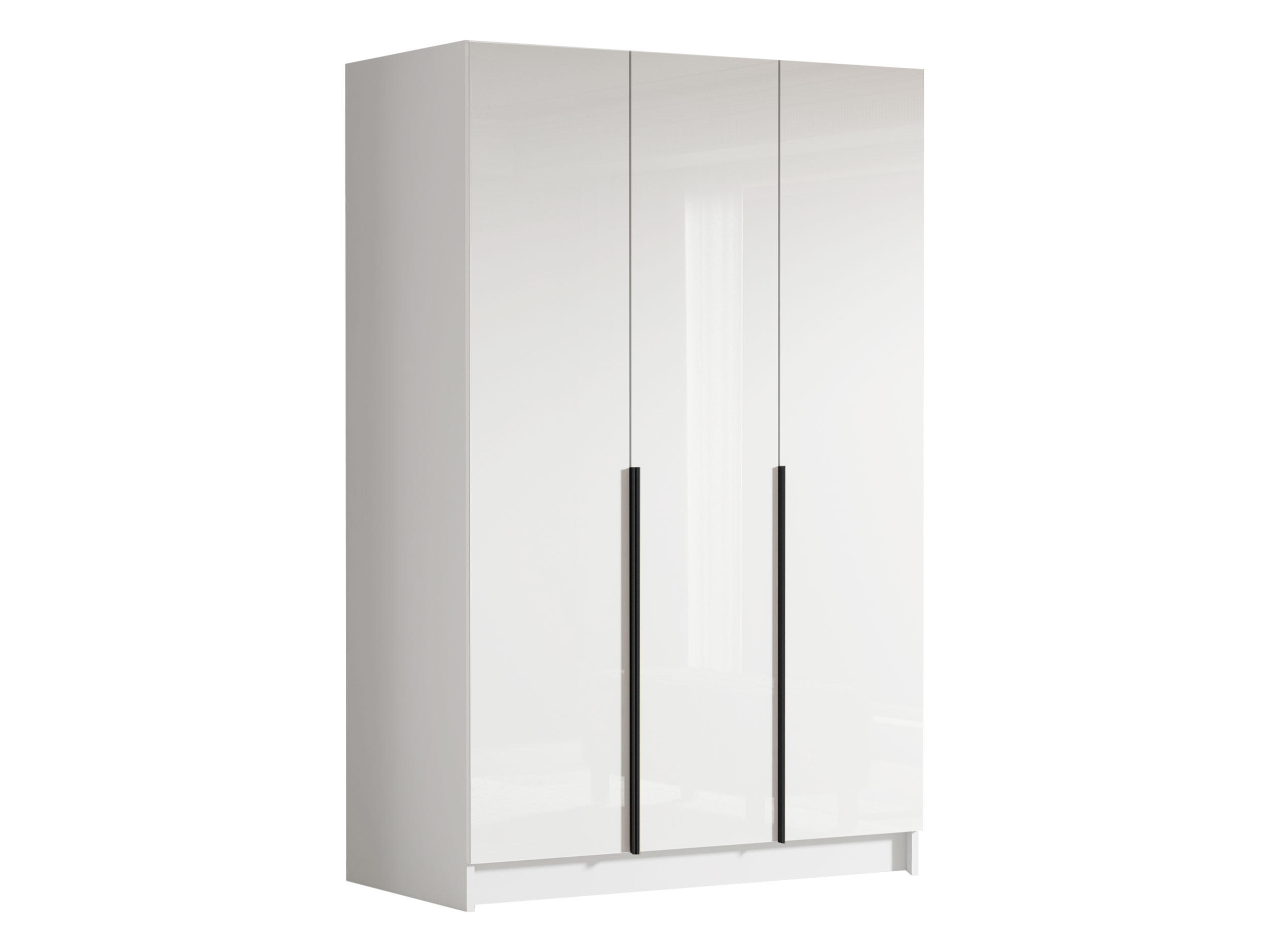 KLEIDERSCHRANK Calia I - Weiß Hochglanz/Schwarz, Holzwerkstoff/Metall (150/215/58cm) - MIRJAN24