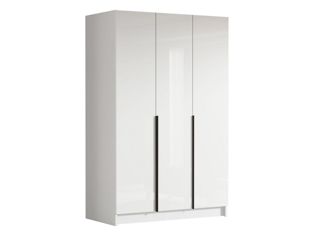 KLEIDERSCHRANK Calia I - Weiß Hochglanz/Schwarz, Holzwerkstoff/Metall (150/215/58cm) - MIRJAN24