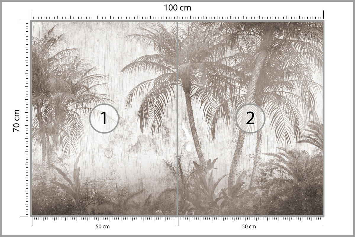 FOTOTAPETE für Schlafzimmer Tropische Palmenbäume Rustikales Beige 100x70 - Beige/Braun, Papier (100/70cm) - Muralo