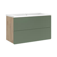 KOUPELNOVÝ NÁBYTEK Izan, Zelená/Zlatý mocný dub, 2dílná - medově dubová/zelená barva, kompozitní dřevo (100/57.8/44.6cm) - Vicco