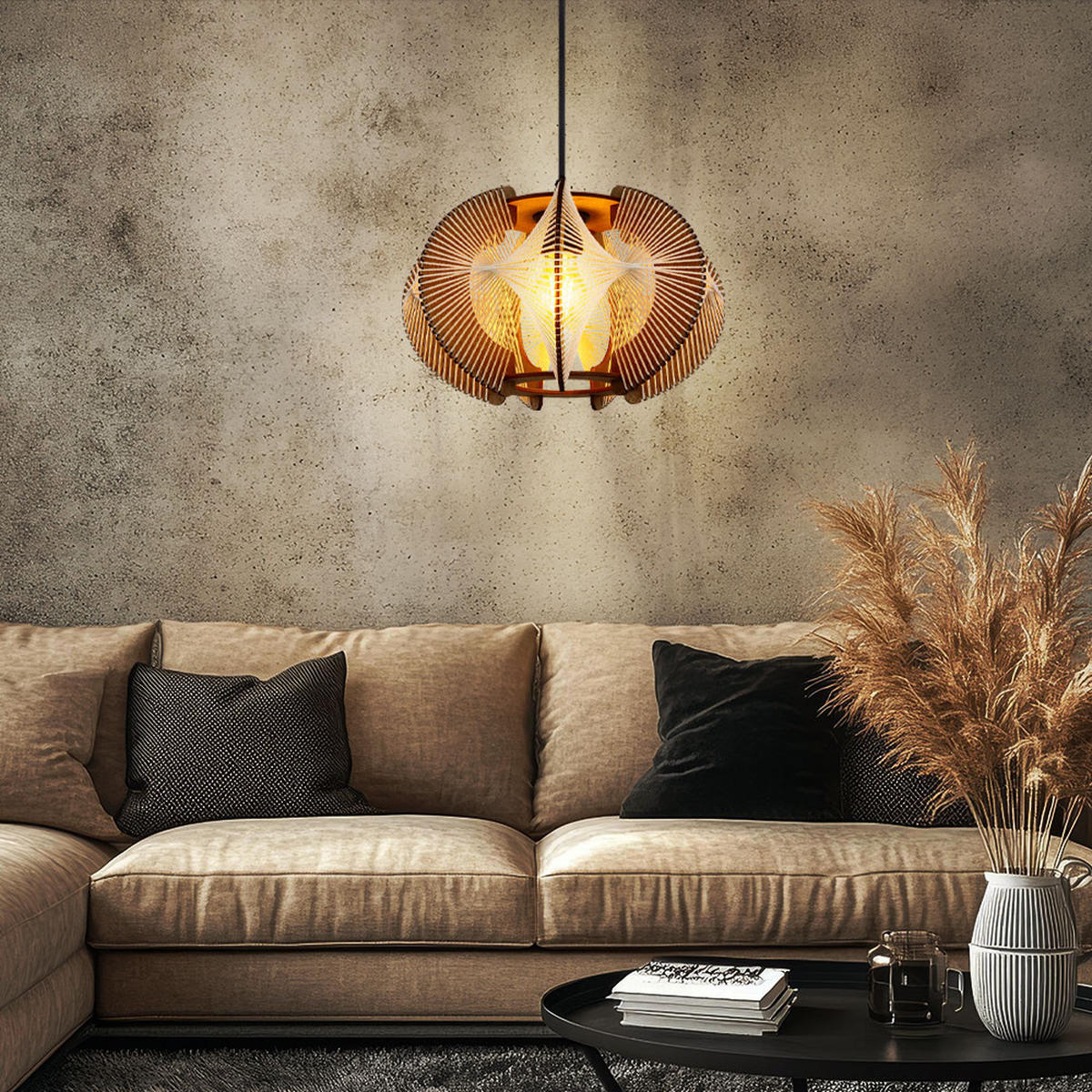 HÄNGELEUCHTE MDF Braun Naturfarben - Braun, Holz (44/44/150cm) - Nowa