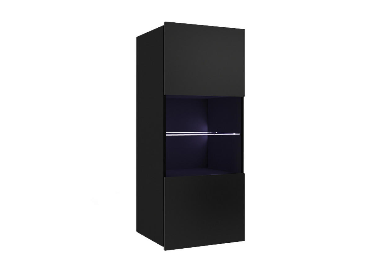 VITRINESCHRANK Bird Schwarz, Hängeschrank - Schwarz, Holzwerkstoff (45/117/32cm) - Bettso