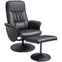 RELAXSESSEL mit Ottomane Kunstleder Liegefunktion bis 145° 76/81/101 cm Schwarz - Schwarz, Metall (81/101/76cm) - Redom