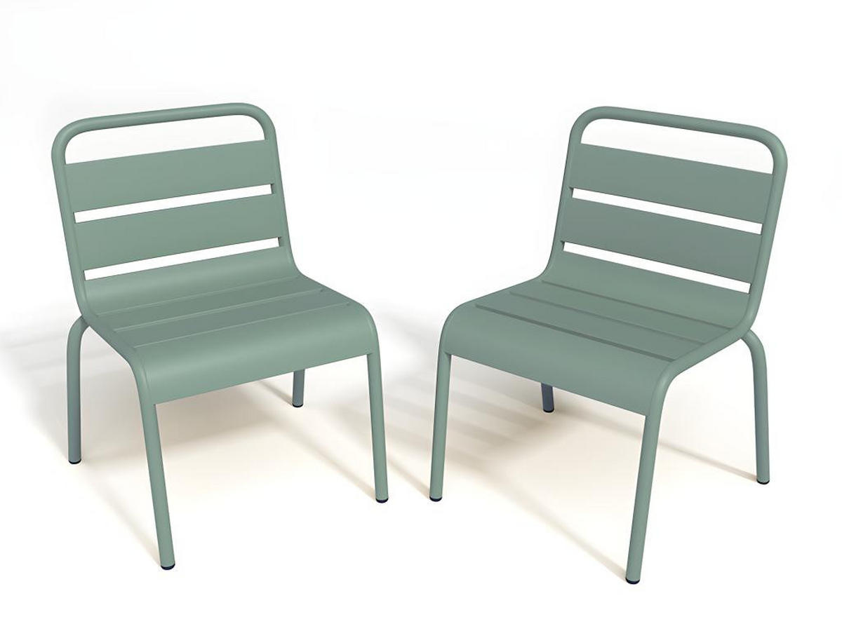 GARTENSTUHL für Kinder stapelbar 2er-Set - Metall - Hellgrün - POPAYAN von MYLIA - Grün, Metall (39/55.5/43cm) - Vente-Unique