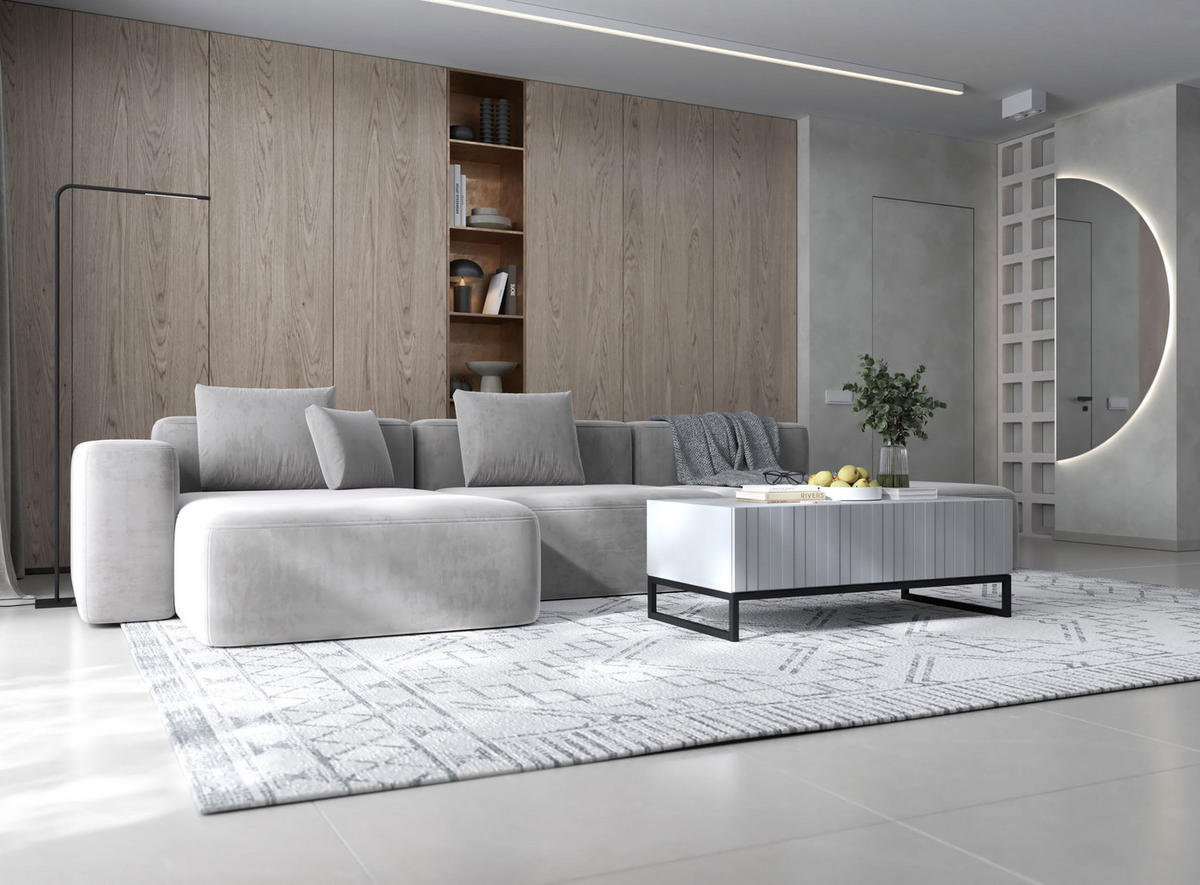 COUCHTISCH Elpis Weiß matt Glamour 110 cm - Schwarz/Weiß, Holzwerkstoff/Metall (54/110/39cm) - Meble Lindner
